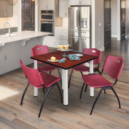 KEE Square Tables > Breakroom Tables > Kee Square Table & Chair Sets, 42 W, 42 L, 29 H, Cherry TB4242CHBPCM47BY